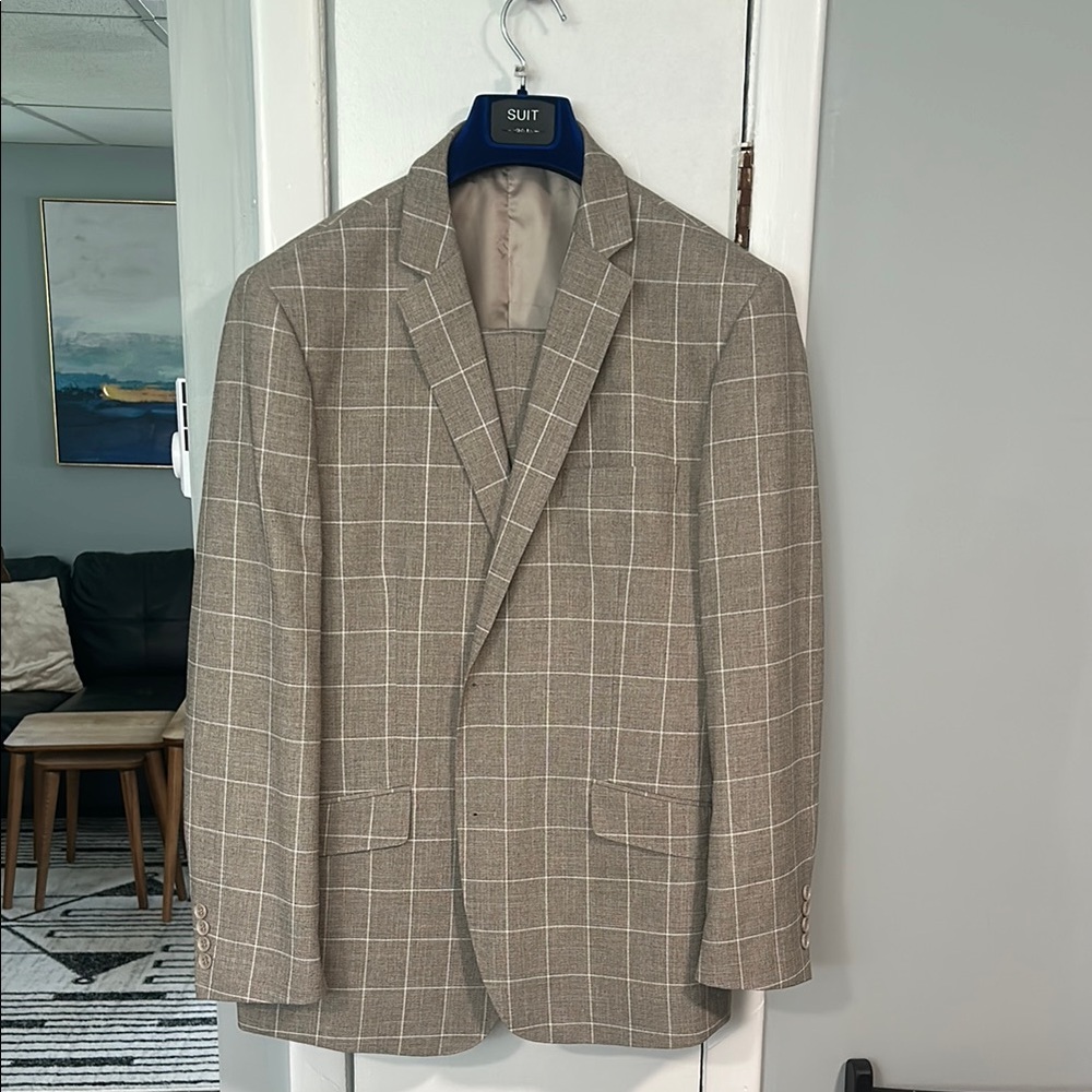 Classic Tan Checkered Blazer